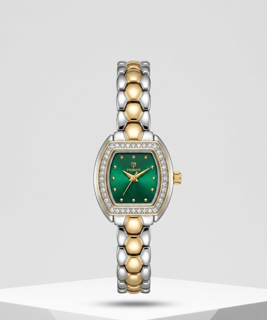 PRIMIER Emerald Grace Luxury Two-Tone Crystal Women's Watch