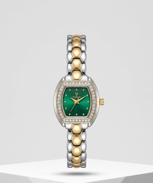 PRIMIER Emerald Grace Luxury Two-Tone Crystal Women's Watch