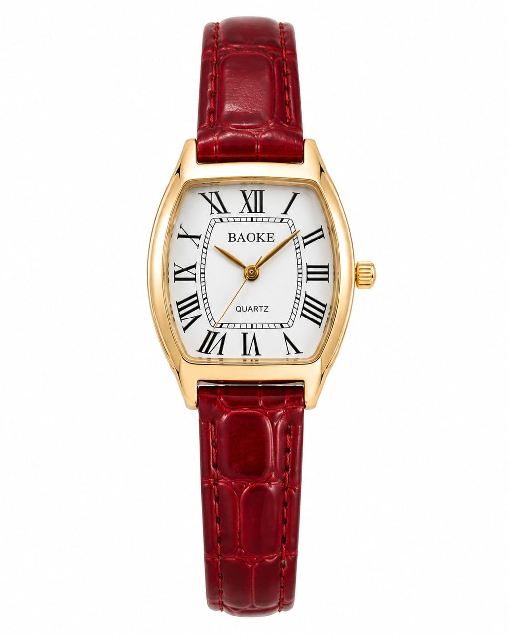 BAOKE Vintage Oval Roman Numeral Red Leather Women's Watch