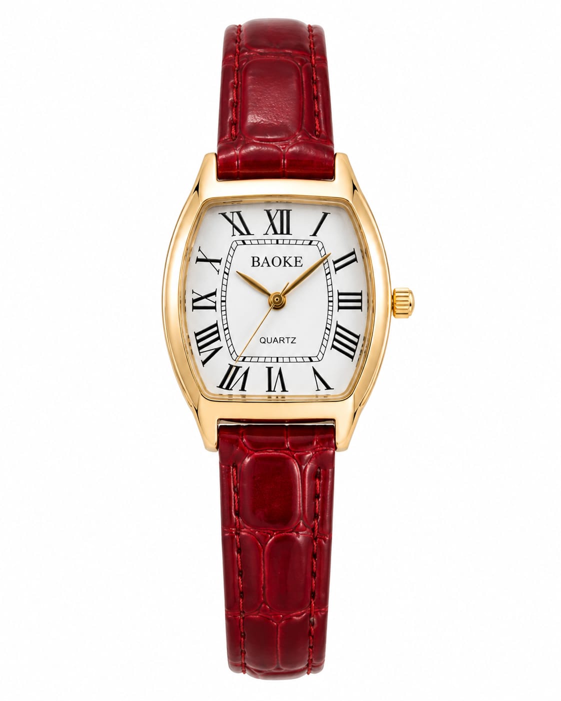 BAOKE Vintage Oval Roman Numeral Red Leather Women's Watch