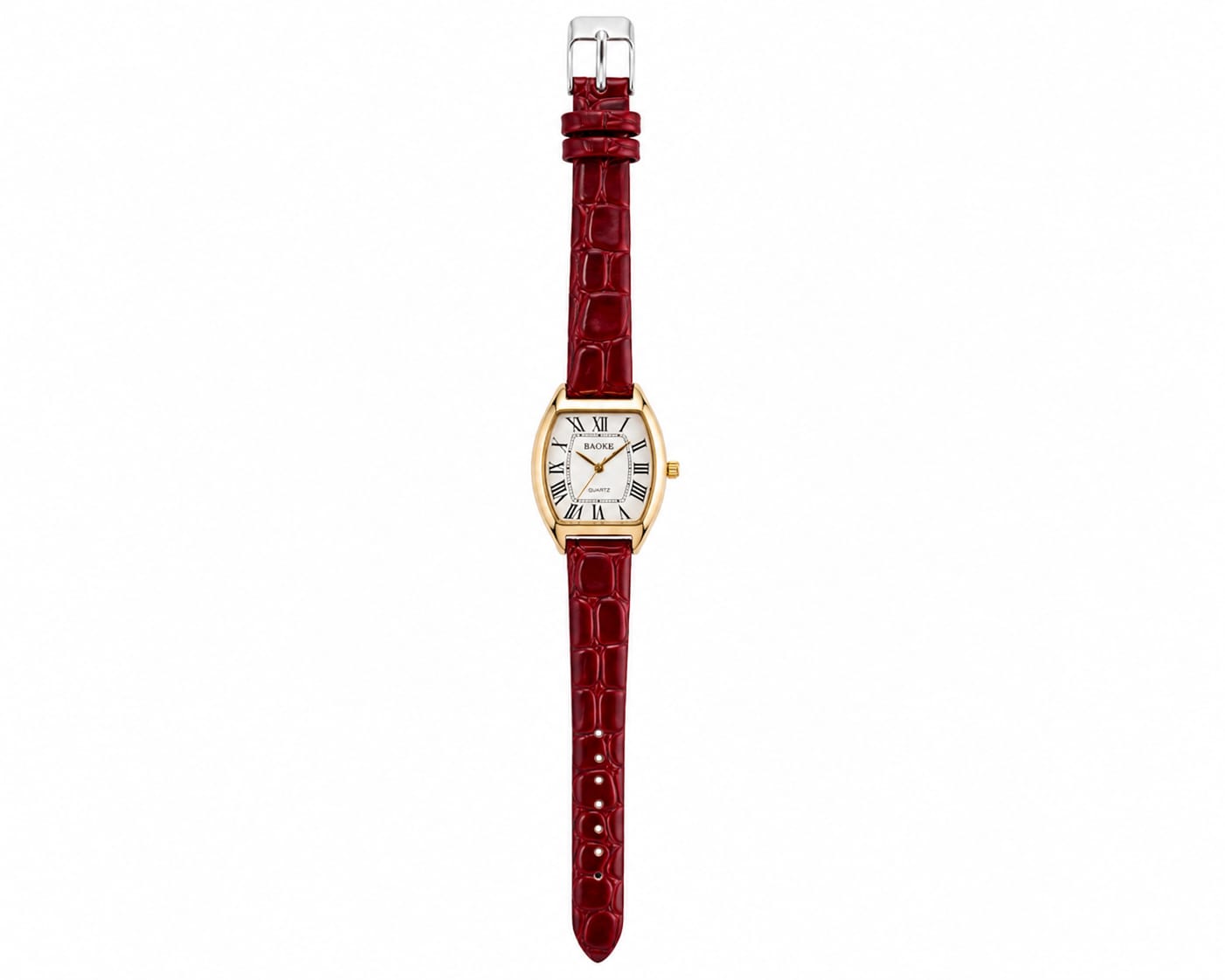 BAOKE Vintage Oval Roman Numeral Red Leather Women's Watch