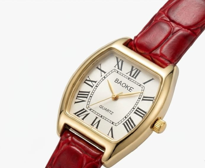 BAOKE Vintage Oval Roman Numeral Red Leather Women's Watch