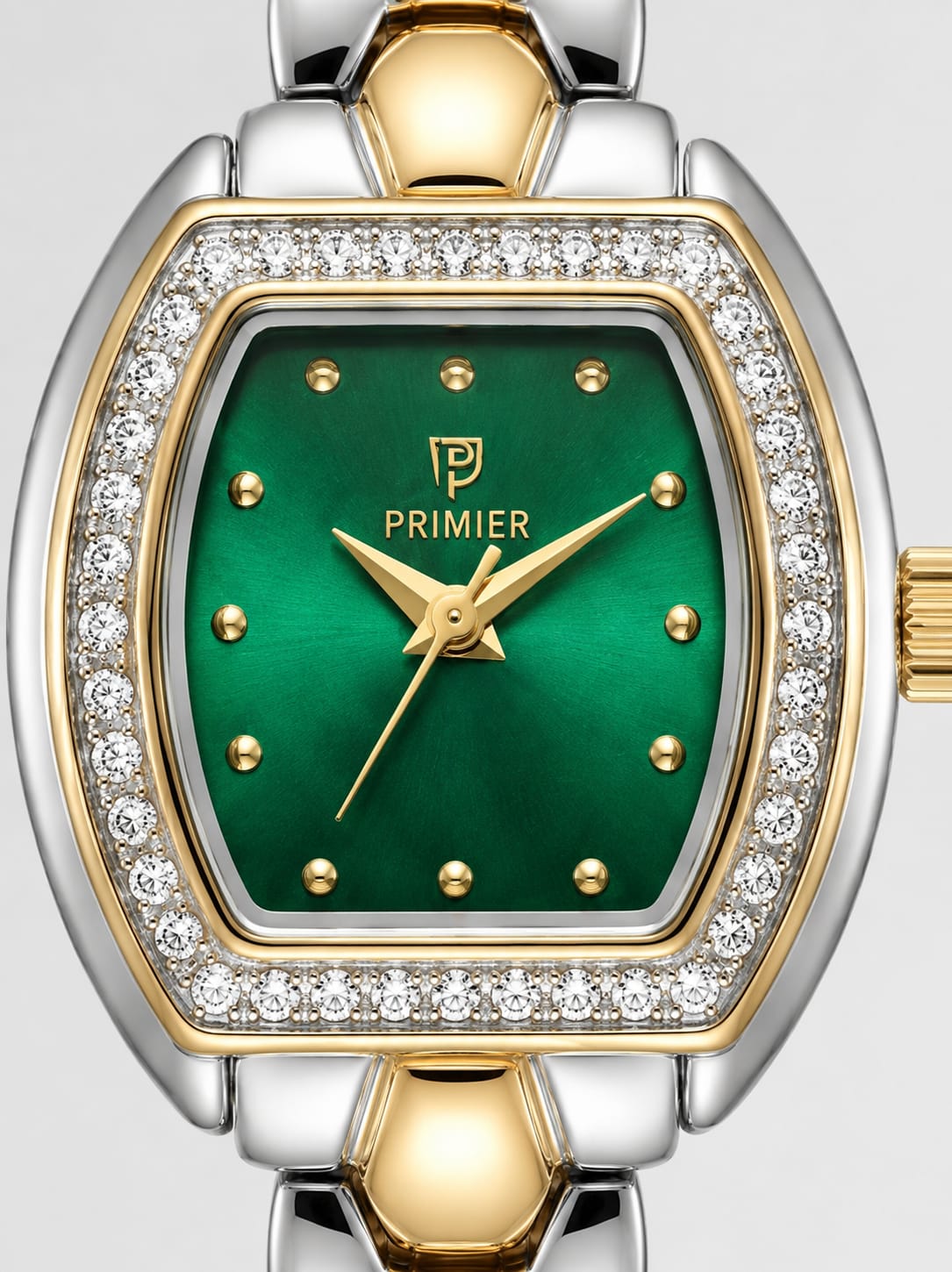 PRIMIER Emerald Grace Luxury Two-Tone Crystal Women's Watch